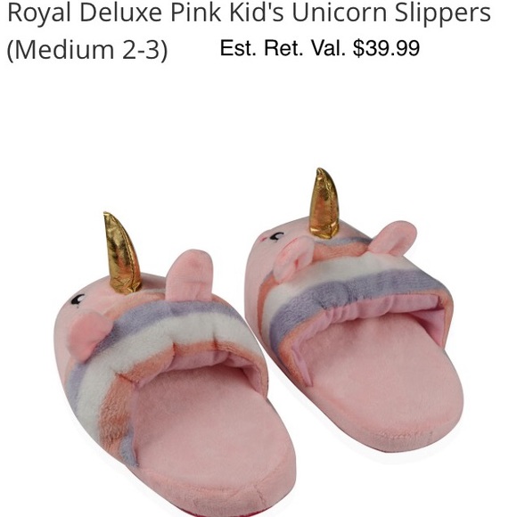PINK Unicorn SLIPPERS Size M 2/3 - Picture 3 of 6